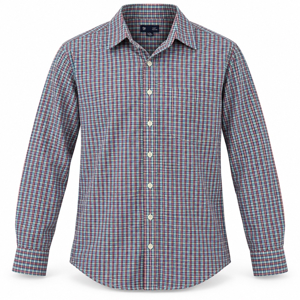 Gap Classic Fit Plaid Button Down Shirt Mens XL Blue Red Long Sleeve Pocket